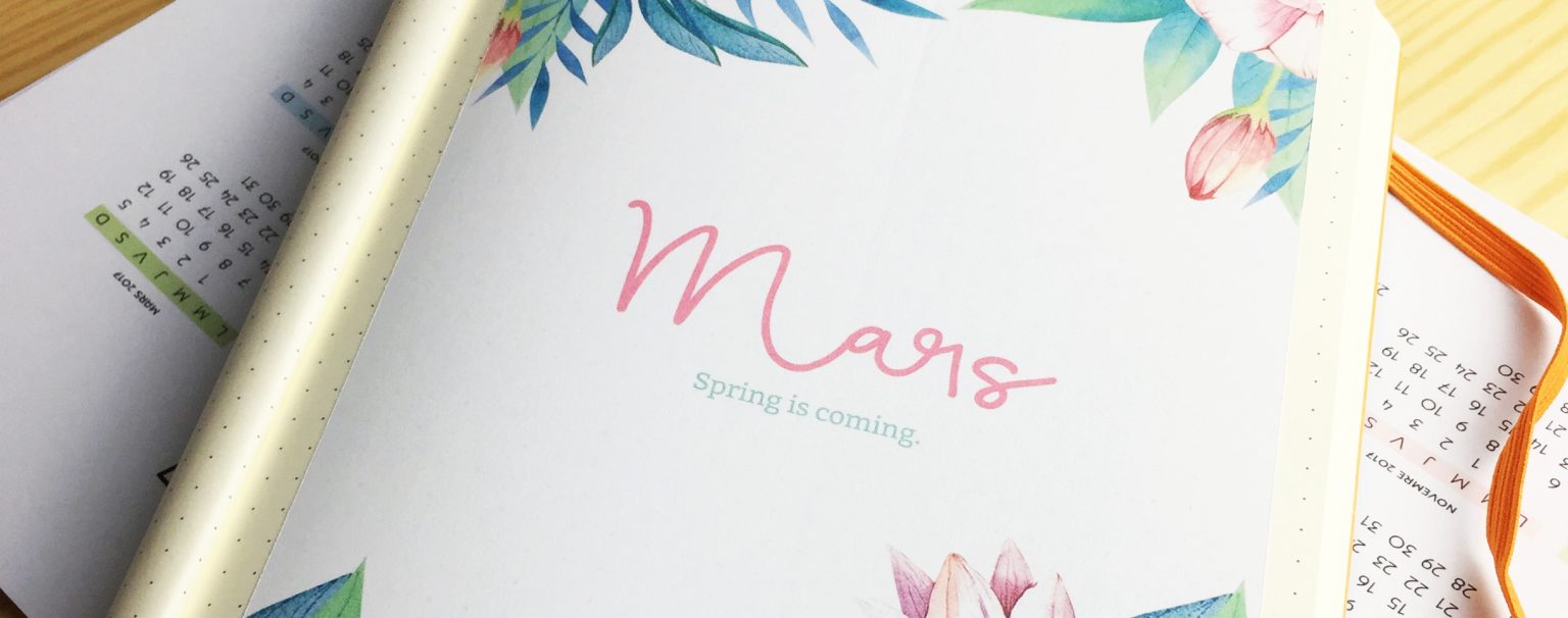 Bullet Journal à imprimer: page de garde pour Mars 2017
